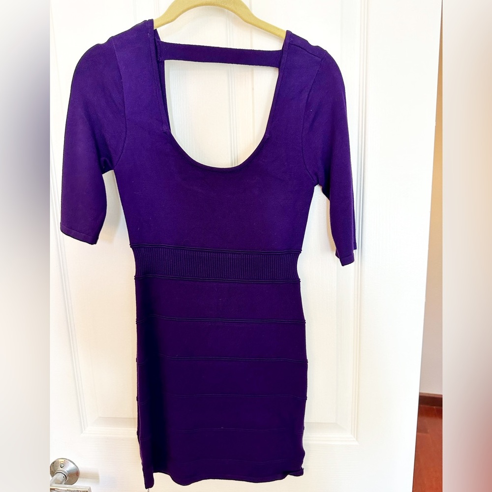 Sexy purple sweater dress w/ 3/4 sleeve